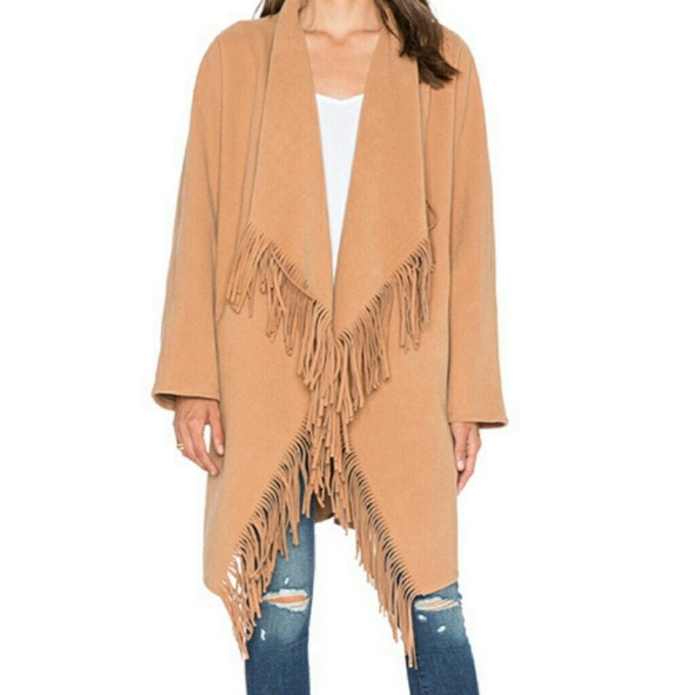 J.O.A. Tan Fringe Jacket